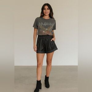 Gianni Bini Black Faux Leather Texture Shorts
